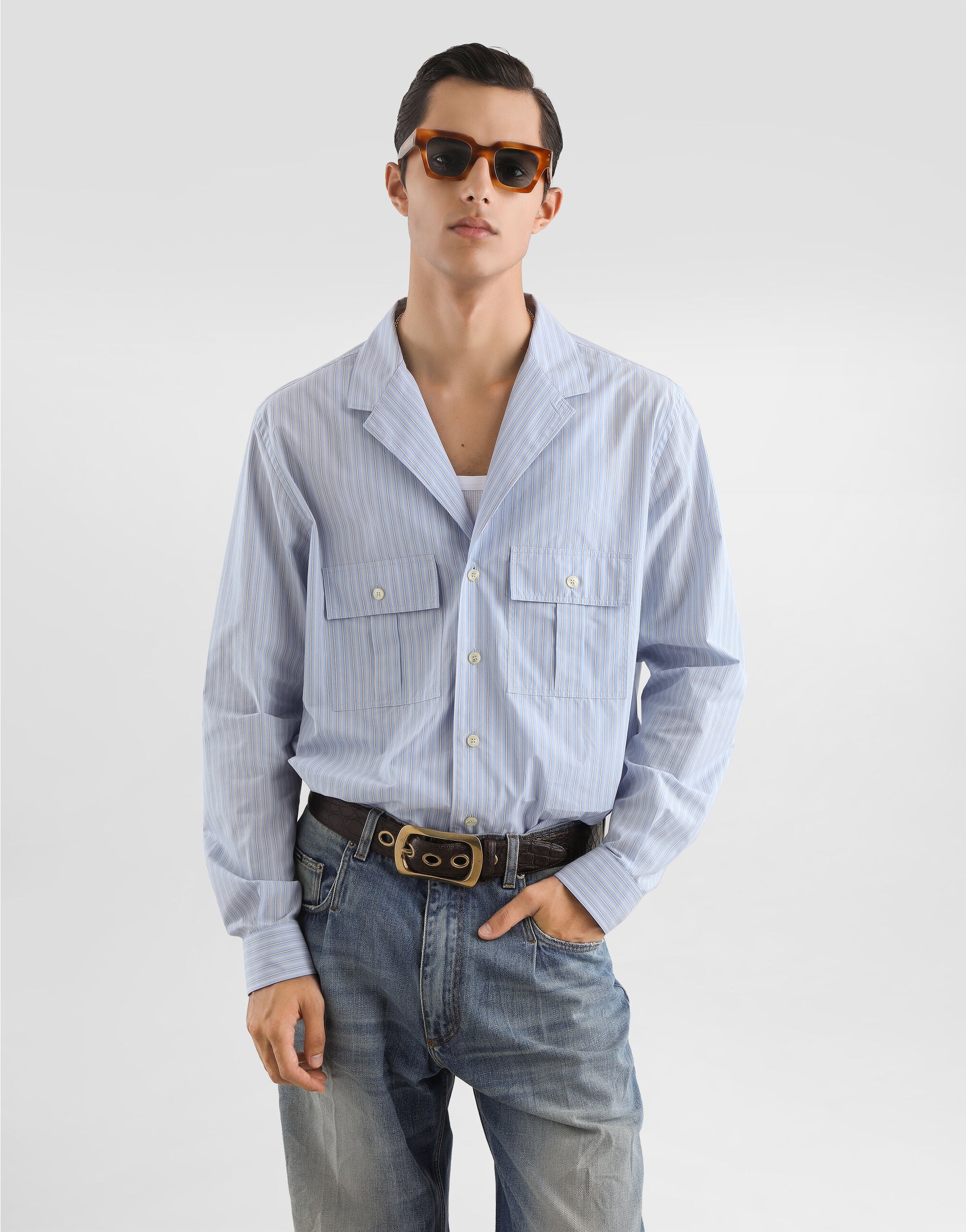 Striped cotton martini shirt in Multicolor for Men | Dolce&Gabbana®