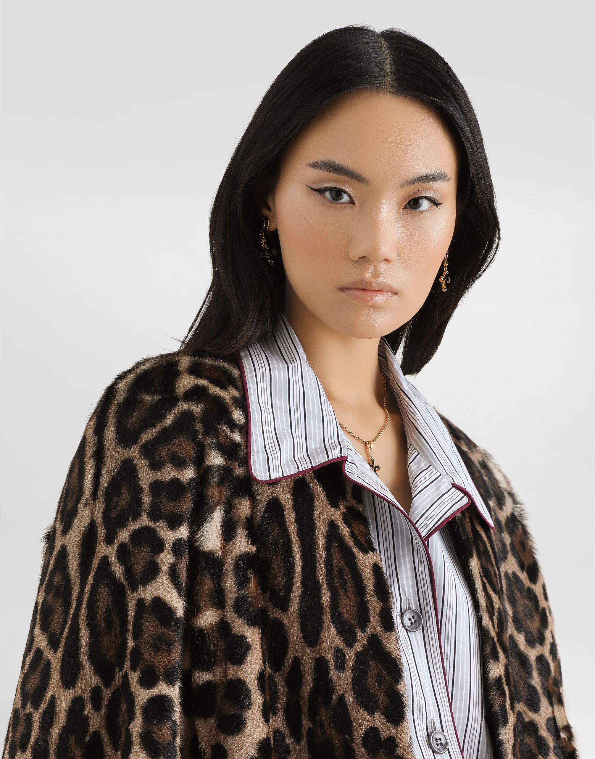 Leo kid leather cape in Print for Women | Dolce&Gabbana® US