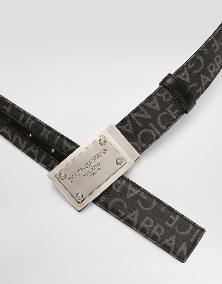 Dolce&Gabbana Coated jacquard belt with logo tag Black BC4824AJ705