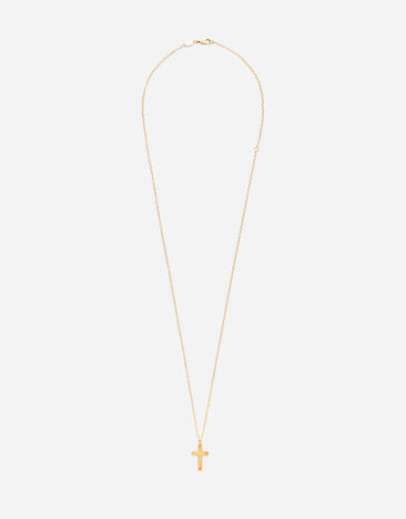 Dolce & Gabbana Cross pendant on yellow gold chain Yellow WAQP2GWSAP1