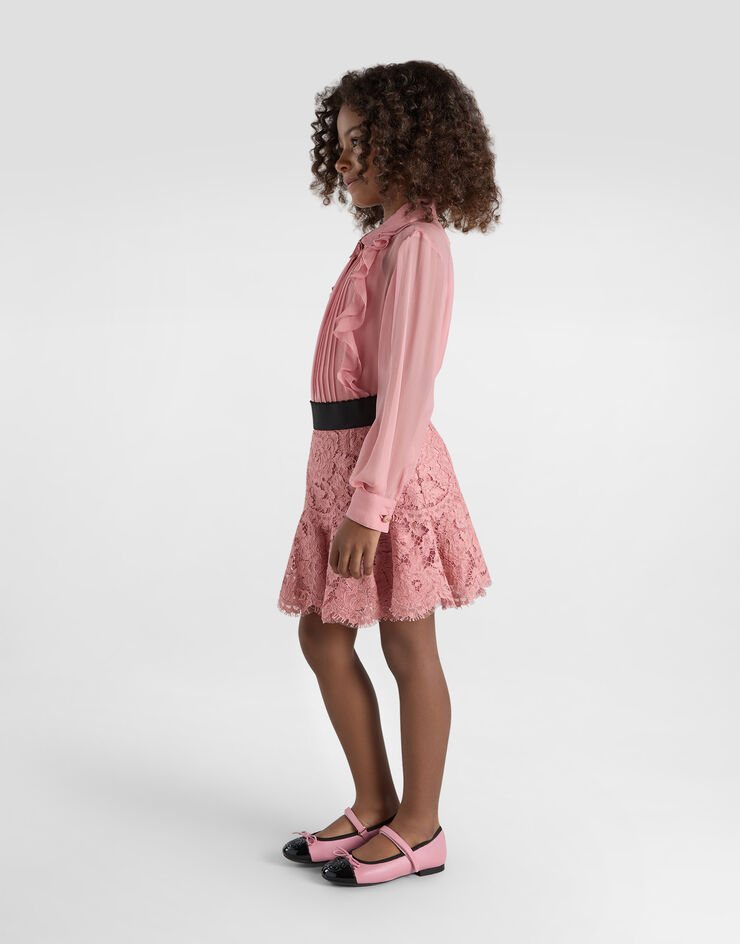 Dolce & Gabbana Lace skirt with DG logo Pink L55I47HLM7L