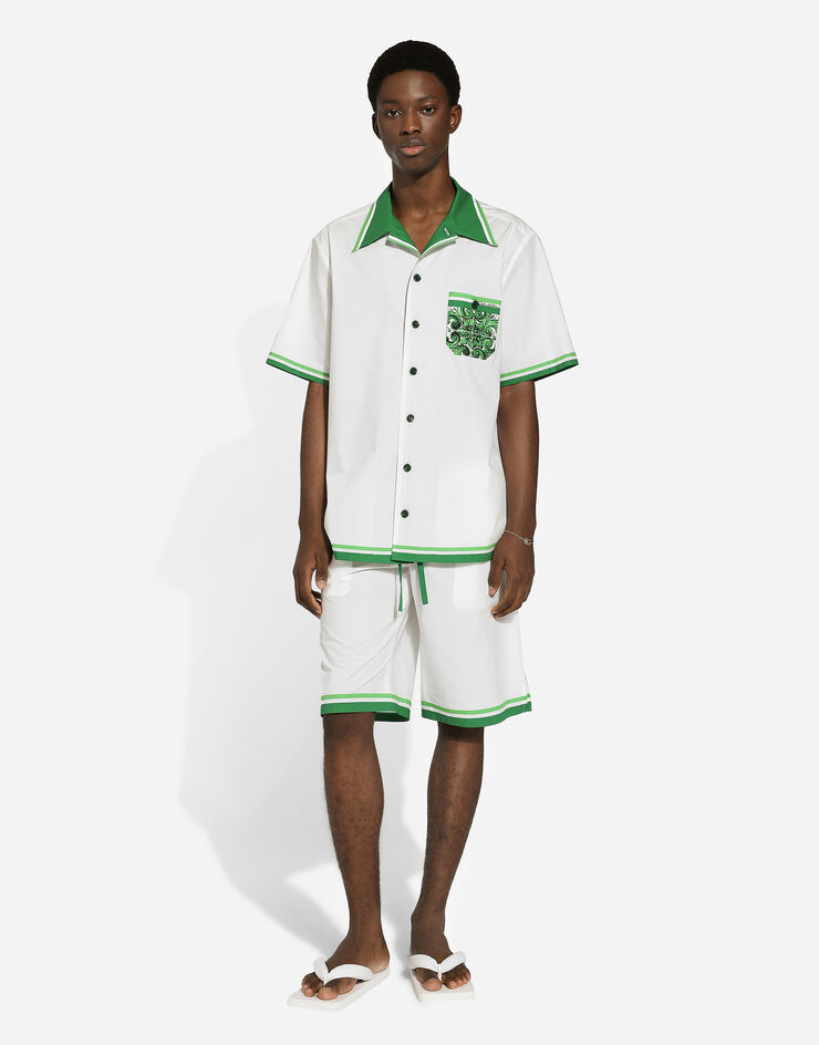 Dolce & Gabbana Poplin jogging shorts with majolica print Print GV37ATFI5JO