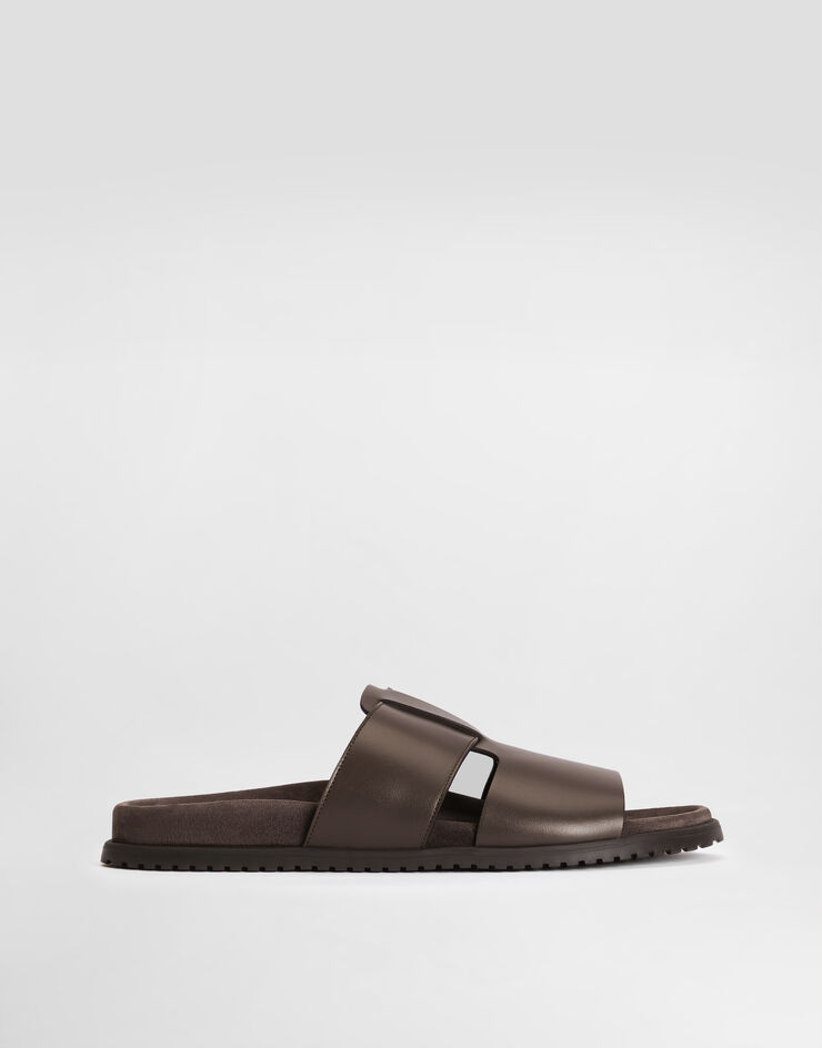 Dolce & Gabbana DG casual calfskin sandals Brown A80570A0118