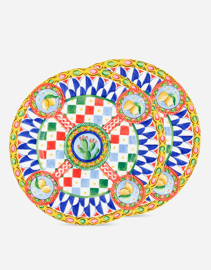 Dolce & Gabbana Conjunto de 2 platos llanos de porcelana fina Multicolor TC0S04TCA07