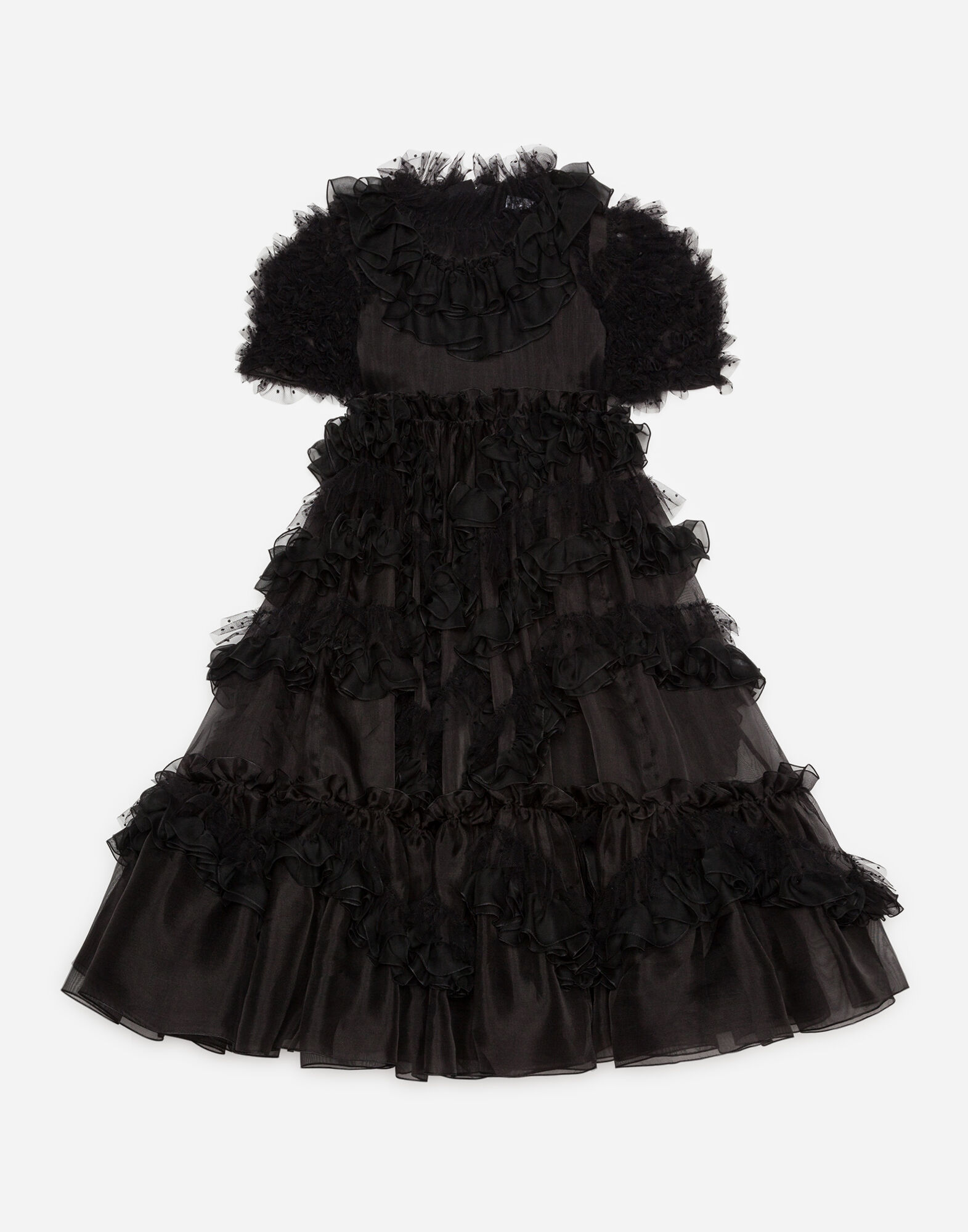 Dolce & Gabbana Organza dress with ruffle Black LBKAB4JBVX3
