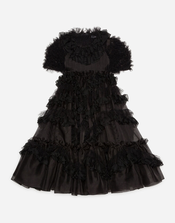Dolce & Gabbana Organza dress with ruffle Black L51DN2FU1BU