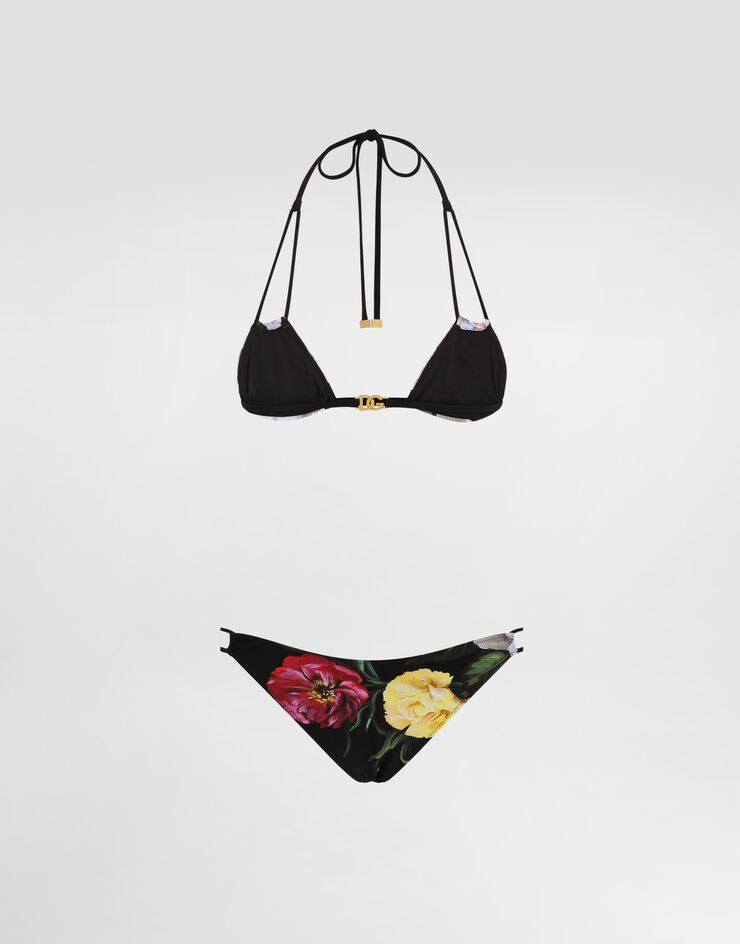 Dolce & Gabbana Triangle bikini with cut-out details and rose and peony print Print O8A04JFSG9R