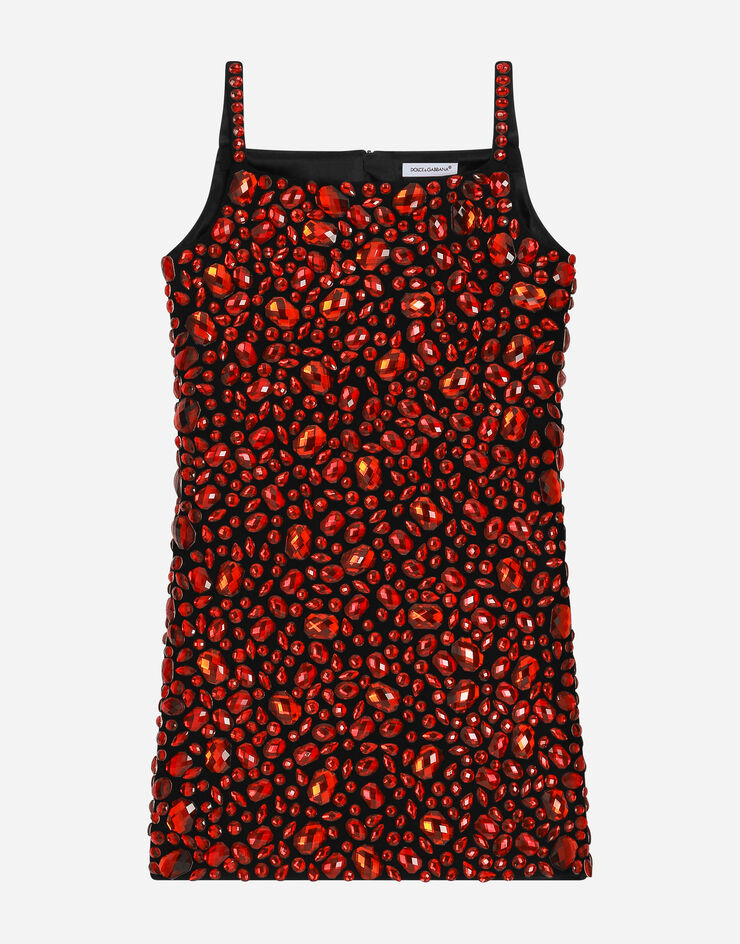 Dolce&Gabbana Abito senza maniche con termostrass Multicolor L5JD7XG7K5M