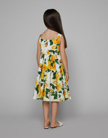 Dolce & Gabbana Kleid aus Popeline Print gelbe Rosen Drucken L53DI6HS5QR