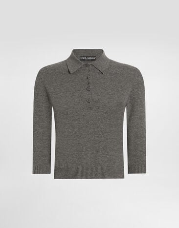 Dolce & Gabbana Pull polo en cachemire Gris FXZ32ZJDVC2