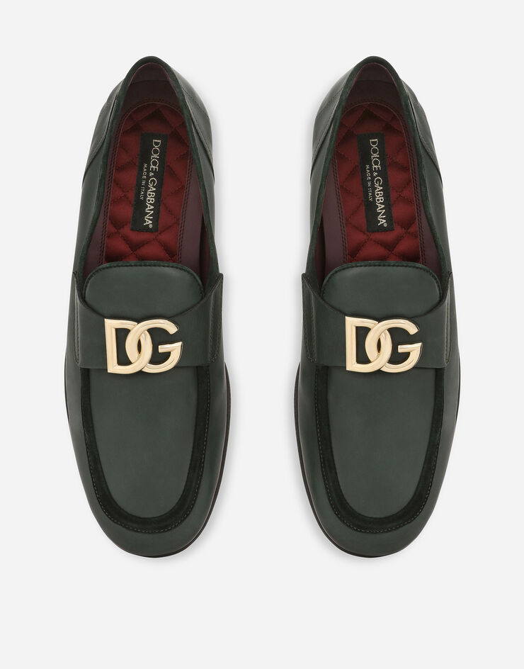 Dolce & Gabbana Calfskin loafers with DG logo Green A50462AQ993