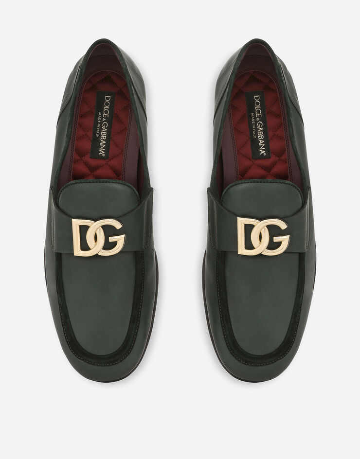 Dolce & Gabbana Лоферы из телячьей кожи с логотипом DG зеленый A50462AQ993
