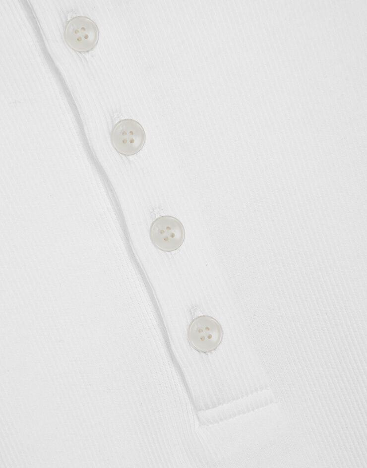 Dolce&Gabbana Serafino-T-Shirt aus gerippter Baumwolle Weiss G8QZ1TFU7AV