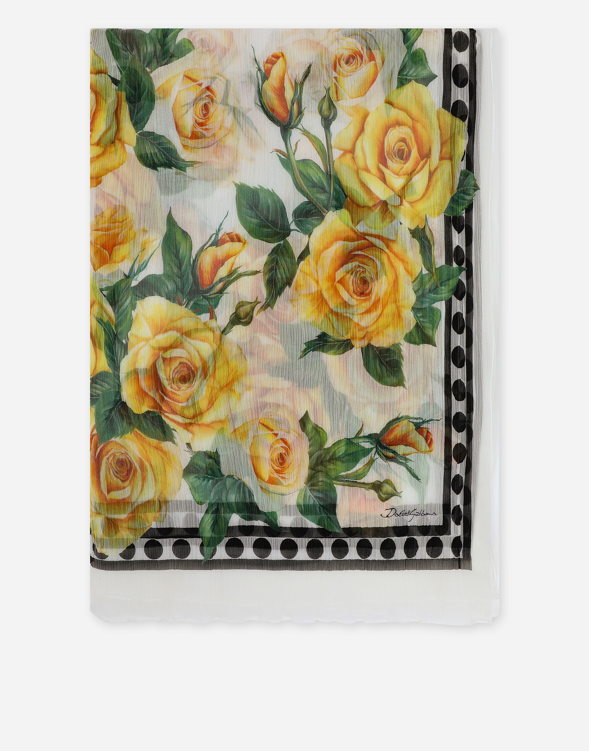 Dolce & Gabbana Écharpe en soie à imprimé roses jaunes Imprimé FN093RGDCLA