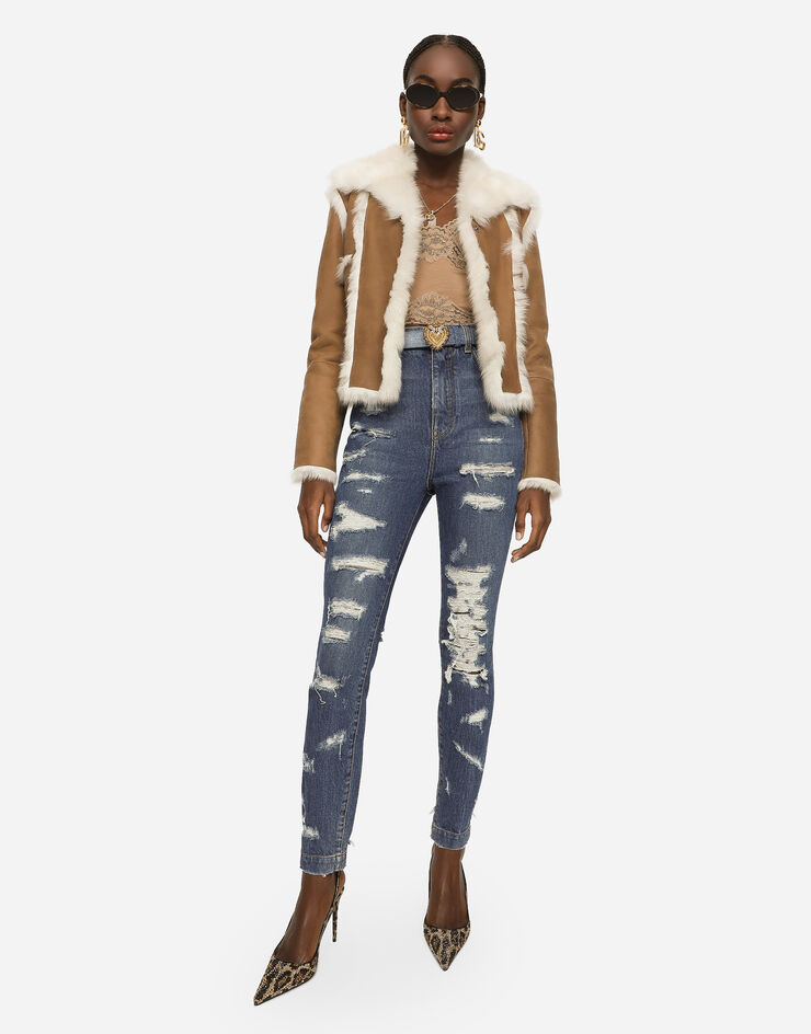 Dolce&Gabbana Short shearling jacket Beige F26V1LFUP7Y