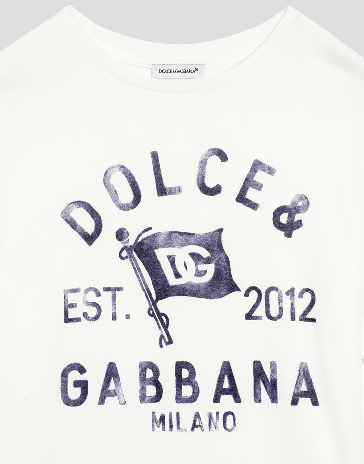 Dolce & Gabbana Jersey T-shirt with Dolce&Gabbana logo White L4JTHVG7OIH