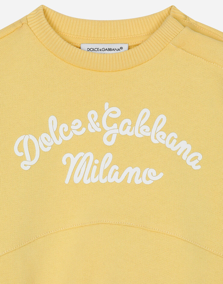 Dolce & Gabbana Jersey round-neck sweatshirt with Dolce&Gabbana logo Yellow L2JWAXG7NUR