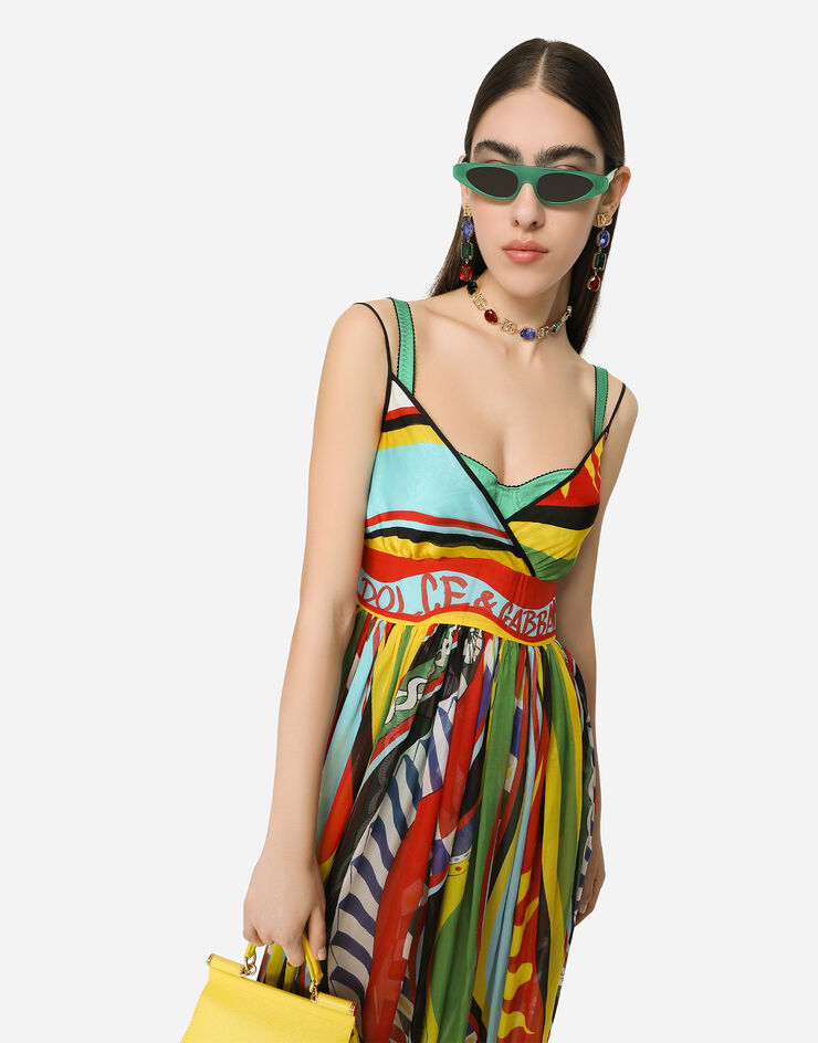 Dolce&Gabbana Long Carretto-print slip dress Multicolor F6J8BTHI1MT