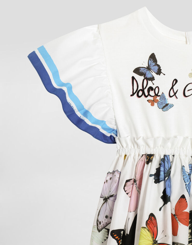 Dolce & Gabbana Robe en jersey et popeline à imprimé papillons Imprimé L5JD9PG7O0M