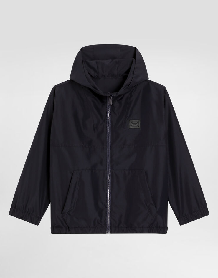 Dolce & Gabbana Chaqueta de tejido técnico con placa con logotipo Azul L42B85FUS0L