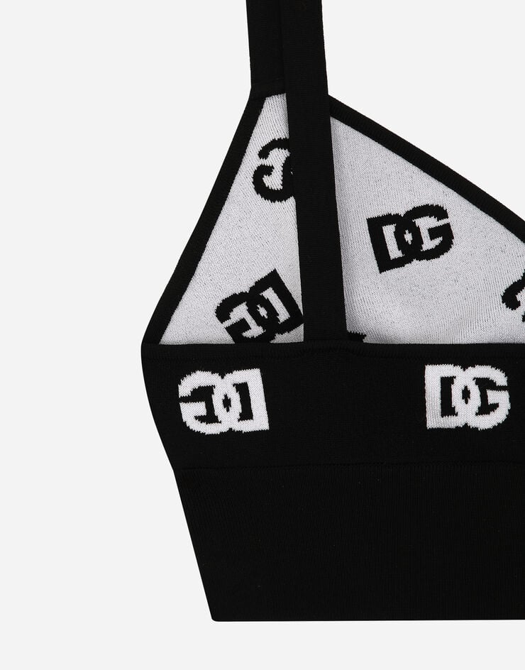 Dolce & Gabbana Top sujetador de viscosa con logotipo DG jacquard Estampado FXT05TJAIK3