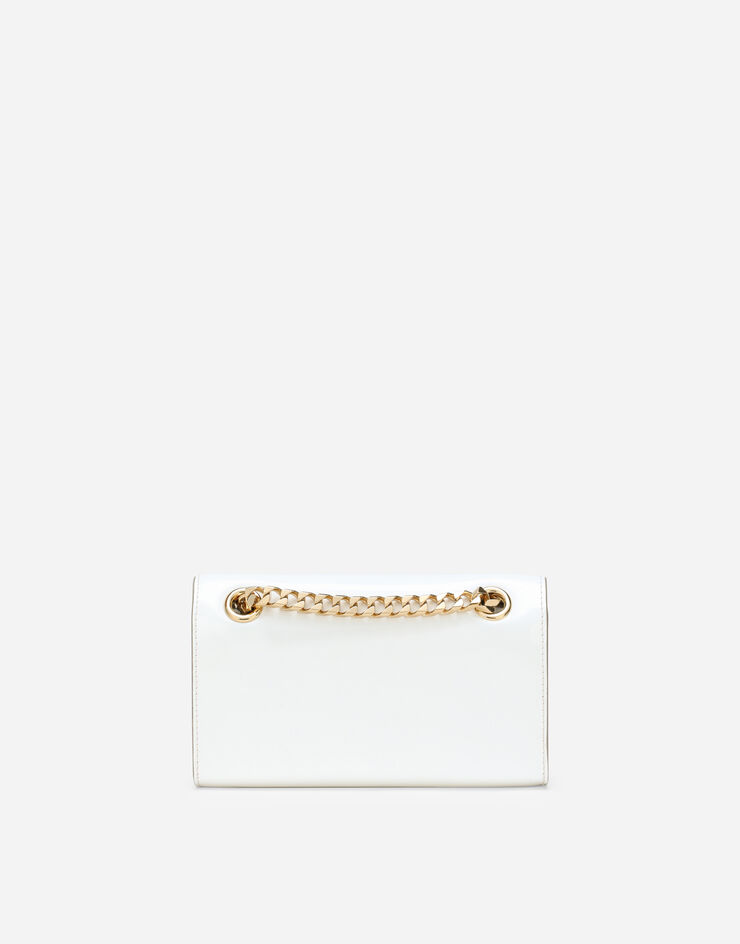 Dolce & Gabbana Phone Bag 3.5 aus glänzendem Kalbsleder Weiss BI3152A1037