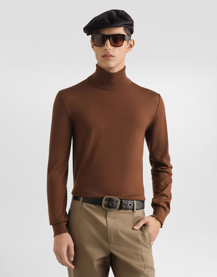 Dolce & Gabbana Cashmere turtleneck pullover Brown GXW05TJBW05