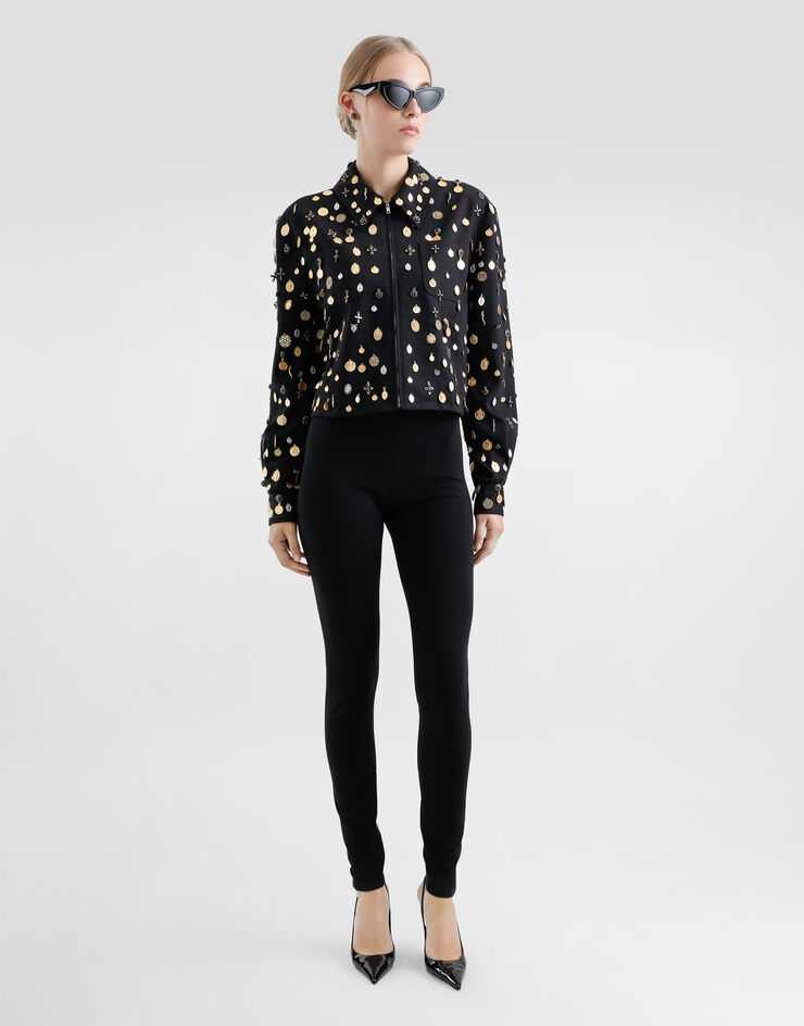 Dolce & Gabbana Cotton canvas sack jacket with all-over small medal embroidery Black F9S31ZGDCS7