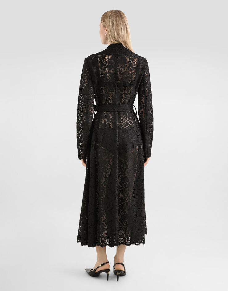 Dolce & Gabbana Long double-breasted cordonetto lace coat Dolce & Gabbana Long double-breasted cordonetto lace coat Black F0W0KTHLMTB
