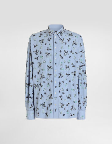 Dolce & Gabbana Cotton shirt with embroidery Azure G5OF5ZGK237