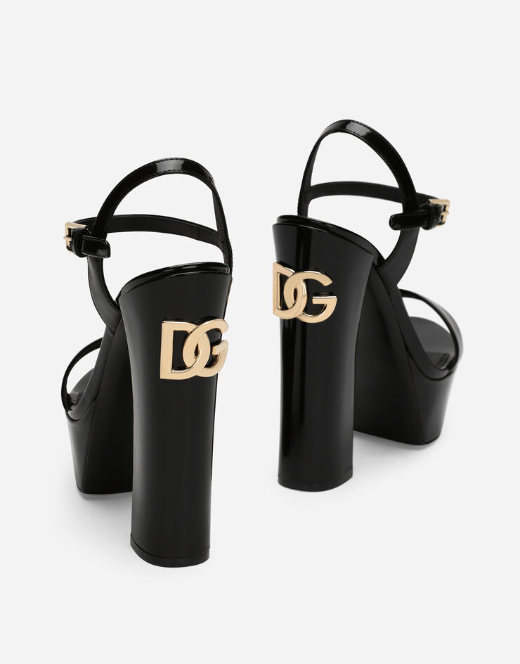 Dolce & Gabbana 폴리싱 카프스킨 플랫폼 샌들 블랙 CR1340A1037