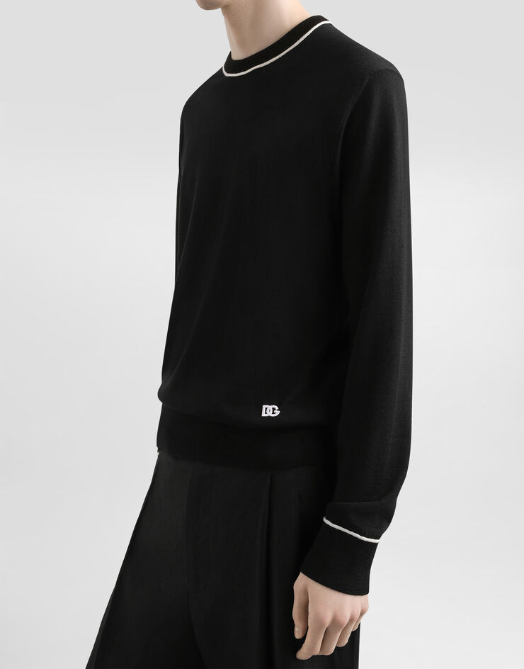 Dolce & Gabbana بلوفر صوف بياقة دائرية أسود GXX02ZJDVBS