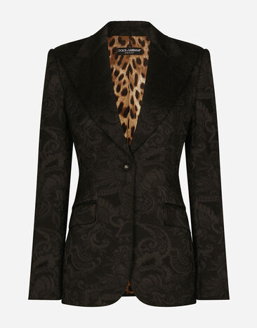 Dolce & Gabbana Chaqueta Turlington en jacquard floral Negro F29UCTFJRD0