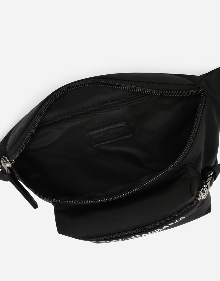 Dolce & Gabbana Nylon belt bag with Dolce&Gabbana Milano print Black EM0103AK441