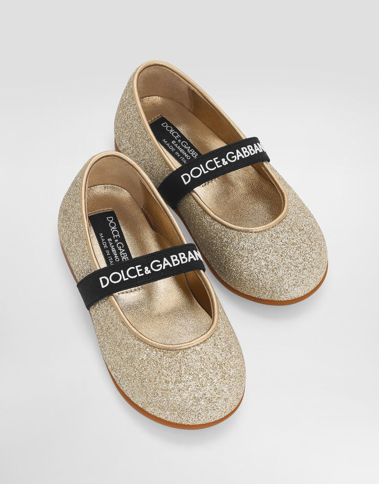 Dolce & Gabbana ラメファブリック バレエ フラット ゴールド D20095AA745