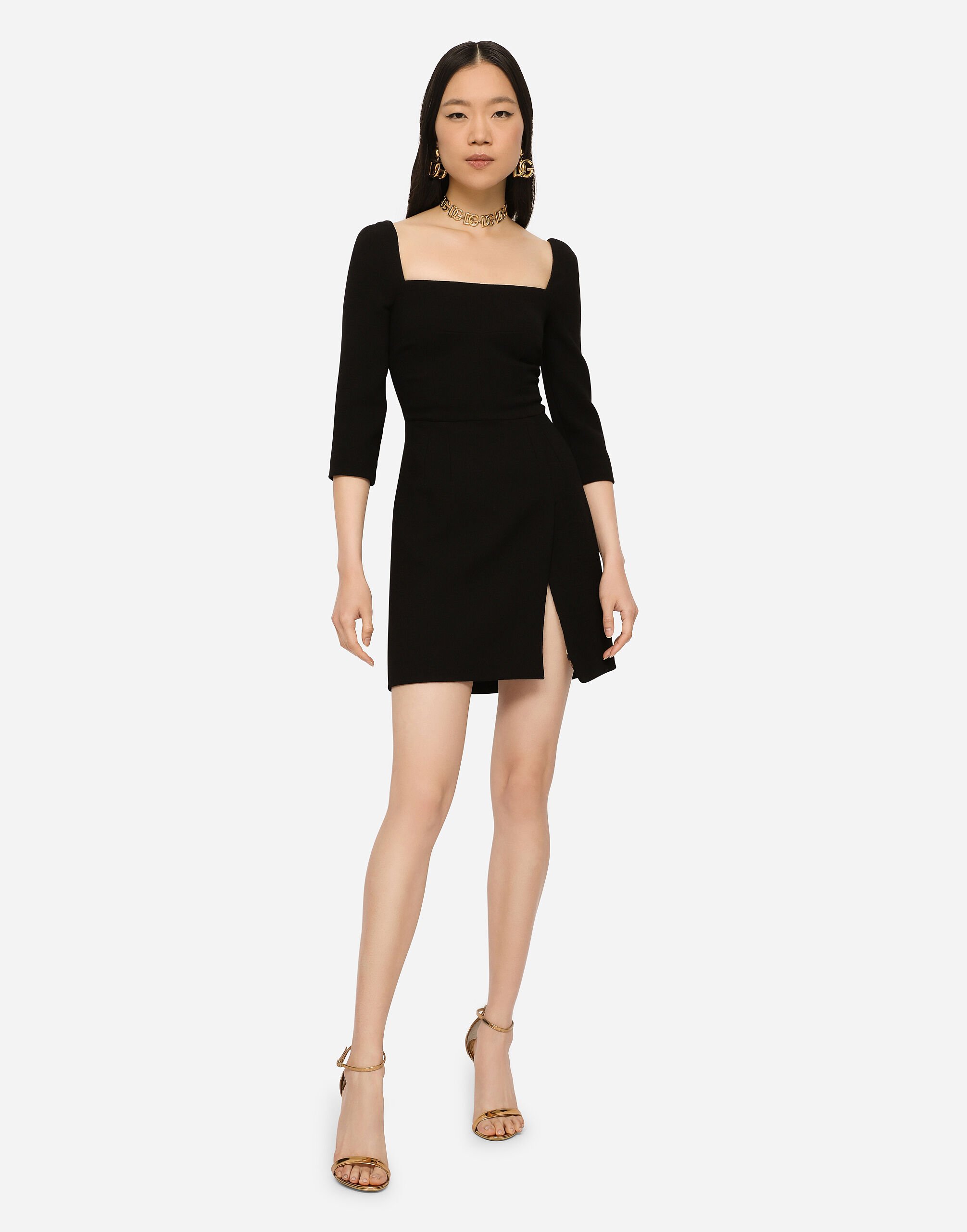 Short double crepe dress in BLACK for for Women Dolce Gabbana