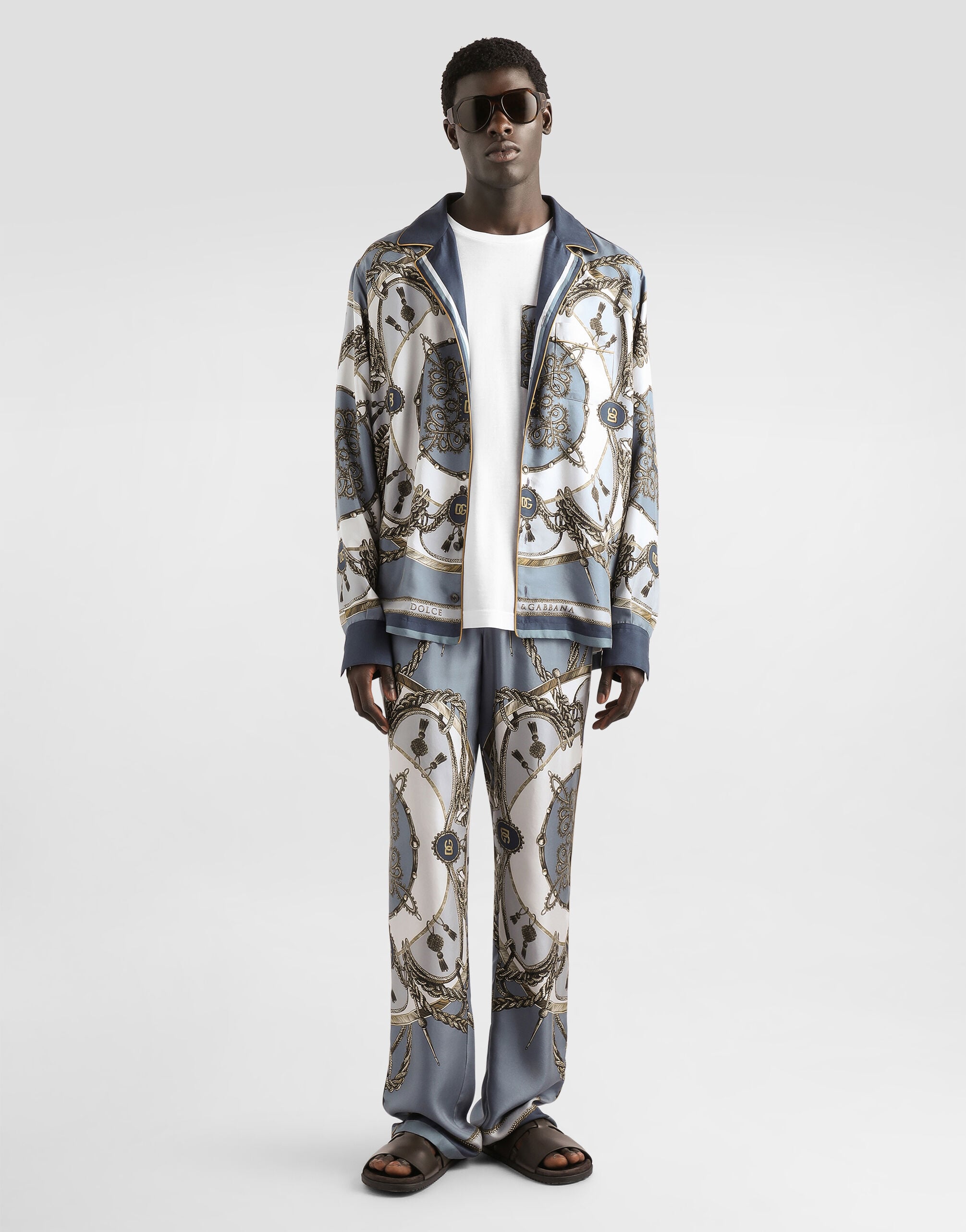 Cargo-print vanity silk twill trousers in Multicolor for Men