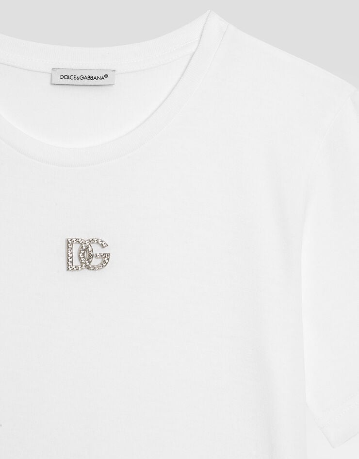 Dolce & Gabbana Jersey T-shirt with DG logo White L5JTAZG7B6N