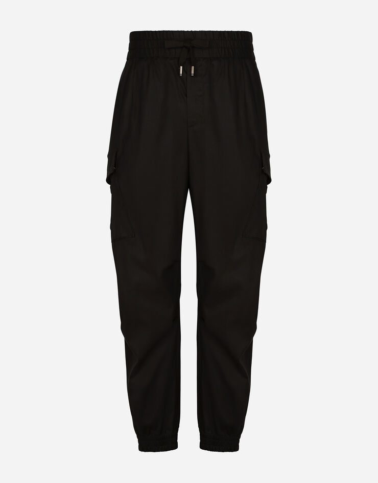 Dolce & Gabbana Cotton cargo pants with branded tag Blue GW5OHTFUFMF