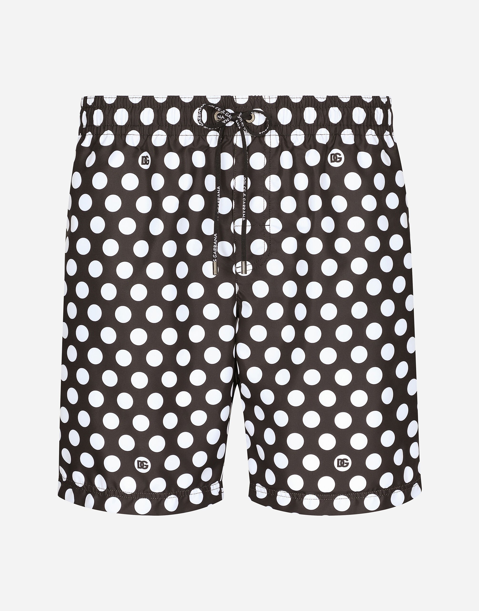 Dolce & Gabbana Mid-rise swim trunks with polka-dot print Print G5IX8THS5RU