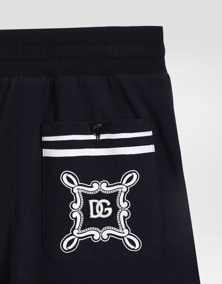Dolce & Gabbana Piqué shorts with bandanna print Blue L4JQU7G7O0B