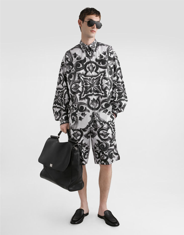 Dolce & Gabbana Hose aus Popeline mit Majolika-Print Mehrfarbig GV37ATGJ618