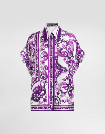 Dolce & Gabbana Majolica-print twill shirt Multicolor F5T52THI1TK