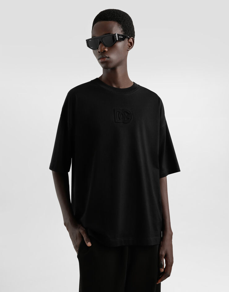 Dolce & Gabbana Camiseta de algodón con logotipo Negro G8SJ7ZG7O2T