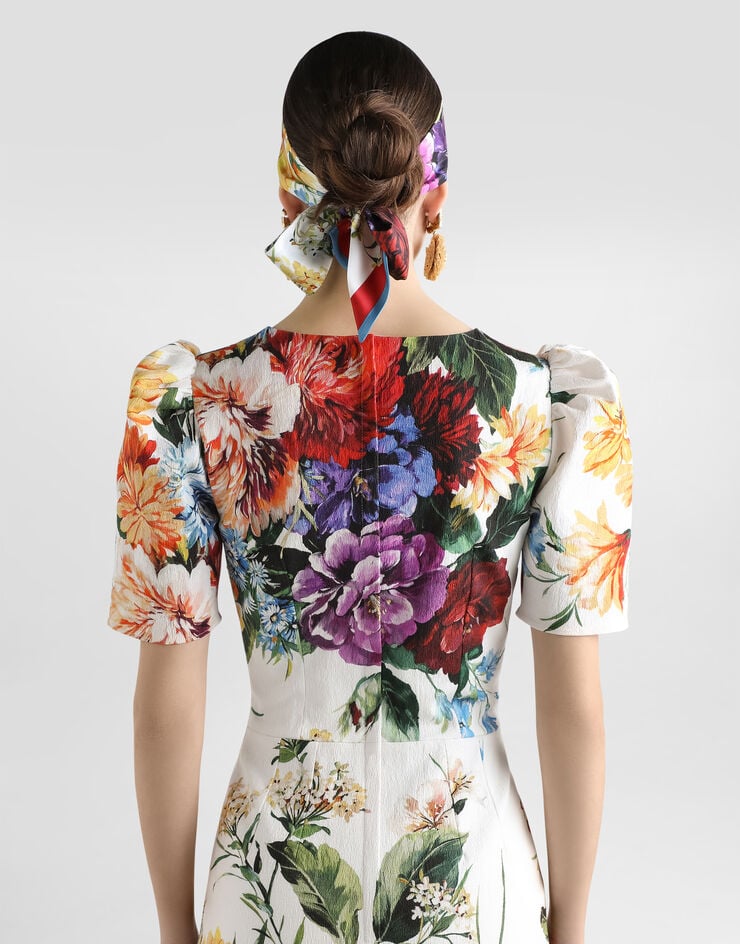 Dolce & Gabbana Kleid aus Cretonne mit Bouquet-Print Drucken F6TYCTFSRQU