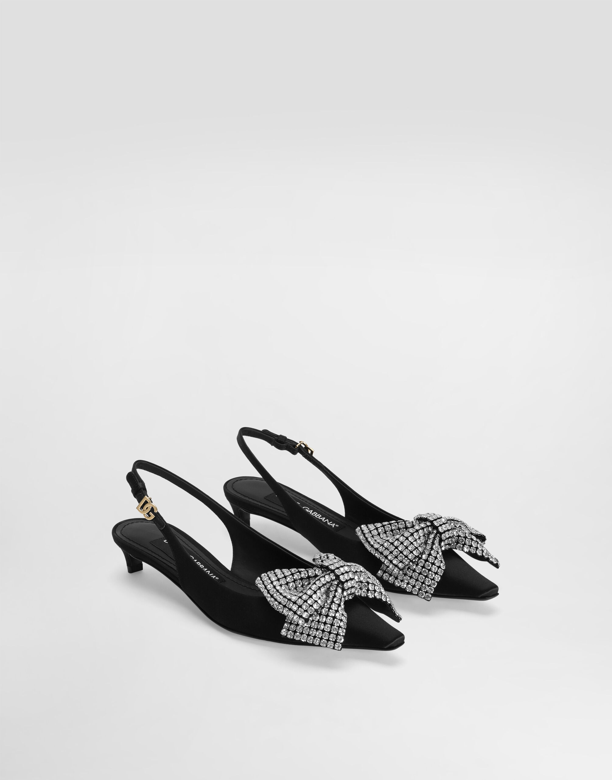 Satin slingbacks with rhinestone embellishment in Multicolor