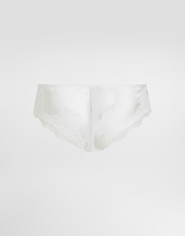 Dolce & Gabbana Satin briefs with lace detailing White O2A02TFUAD8