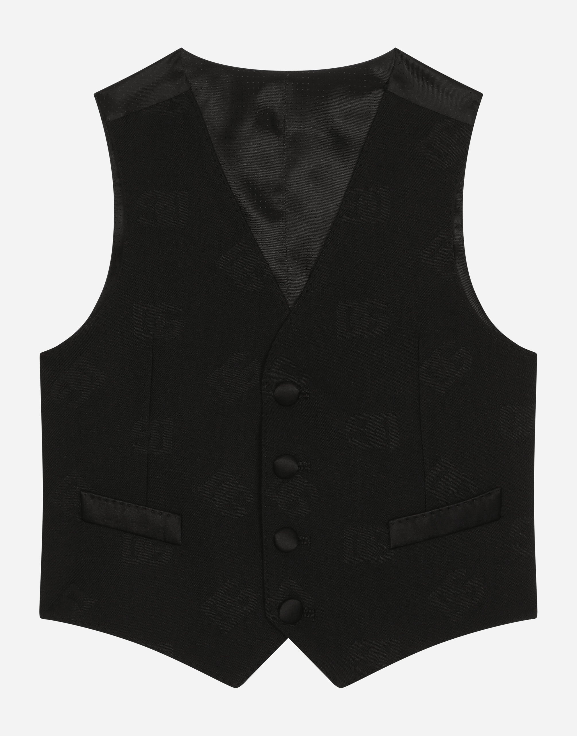 Dolce & Gabbana Wool jacquard vest with DG logo Black L41U50FU2NF
