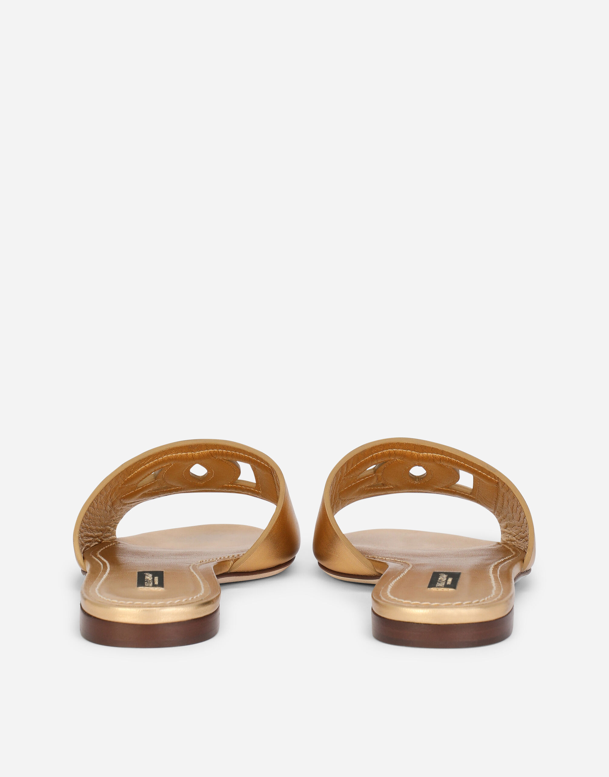 Nappa mordore slides with DG logo in Gold for Women