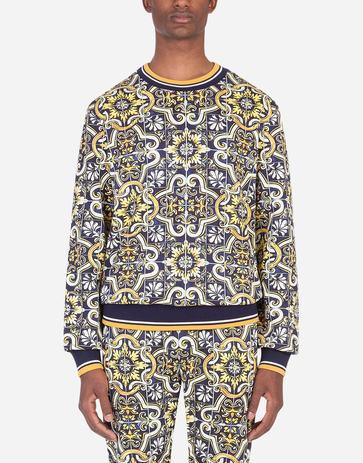 Dolce & Gabbana Jersey sweatshirt with maiolica print STAMPA MAIOLICA G9OW6TFI7VP